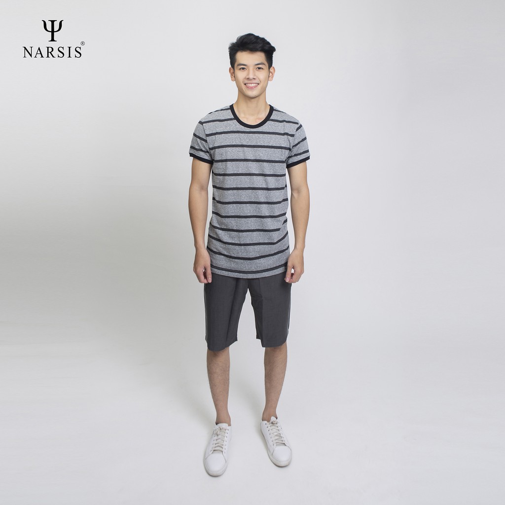 Áo thun nam cổ tròn ghi kẻ hiệu NARSIS D4040