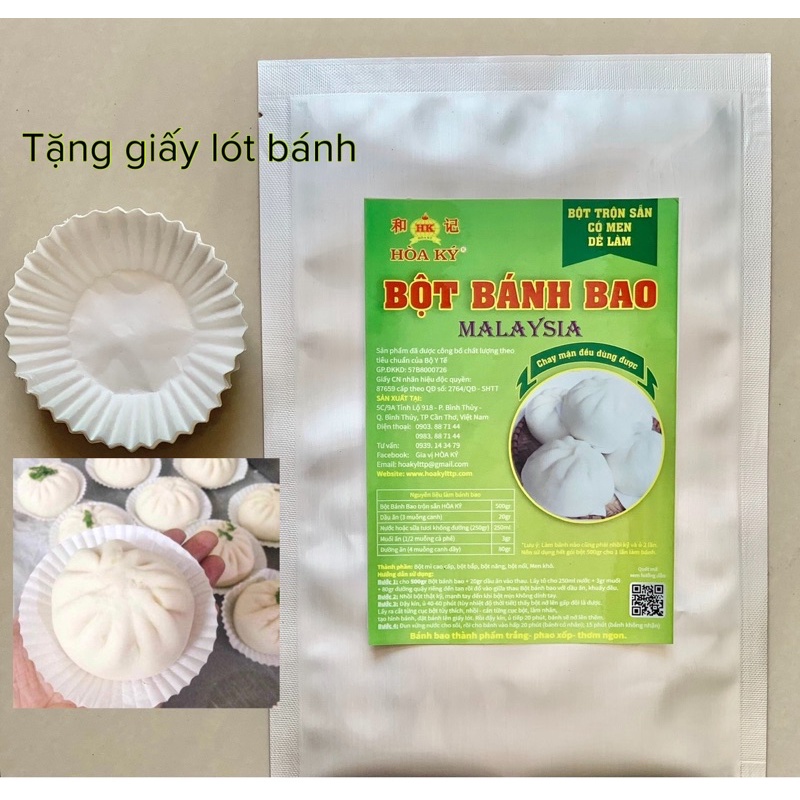 BỘT BÁNH BAO trộn sẵn 500gr,trắng xốp,Tặng giấy lót bánh.