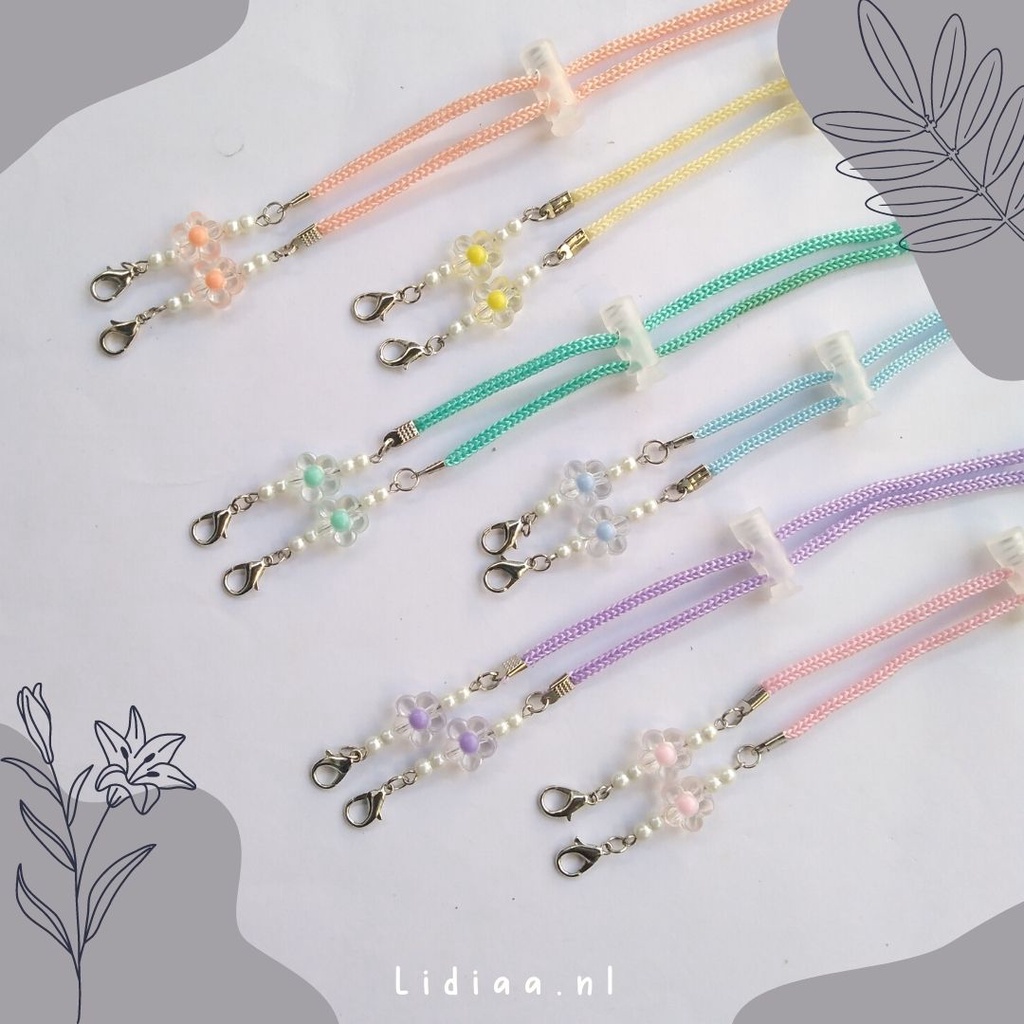 ^ D08 < Kết Nối Mặt Nạ Hoa | Mặt Nạ Dây Đeo 2 Trong 1 | Vòng Cổ Mặt Nạ | Kết Nối Mặt Nạ Hijab | Dây Macrame Kur | Thủ Công