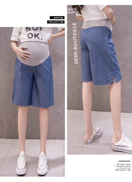 Quần short lửng jeans mỏng cho mẹ bầu(sẵn 1 số size)