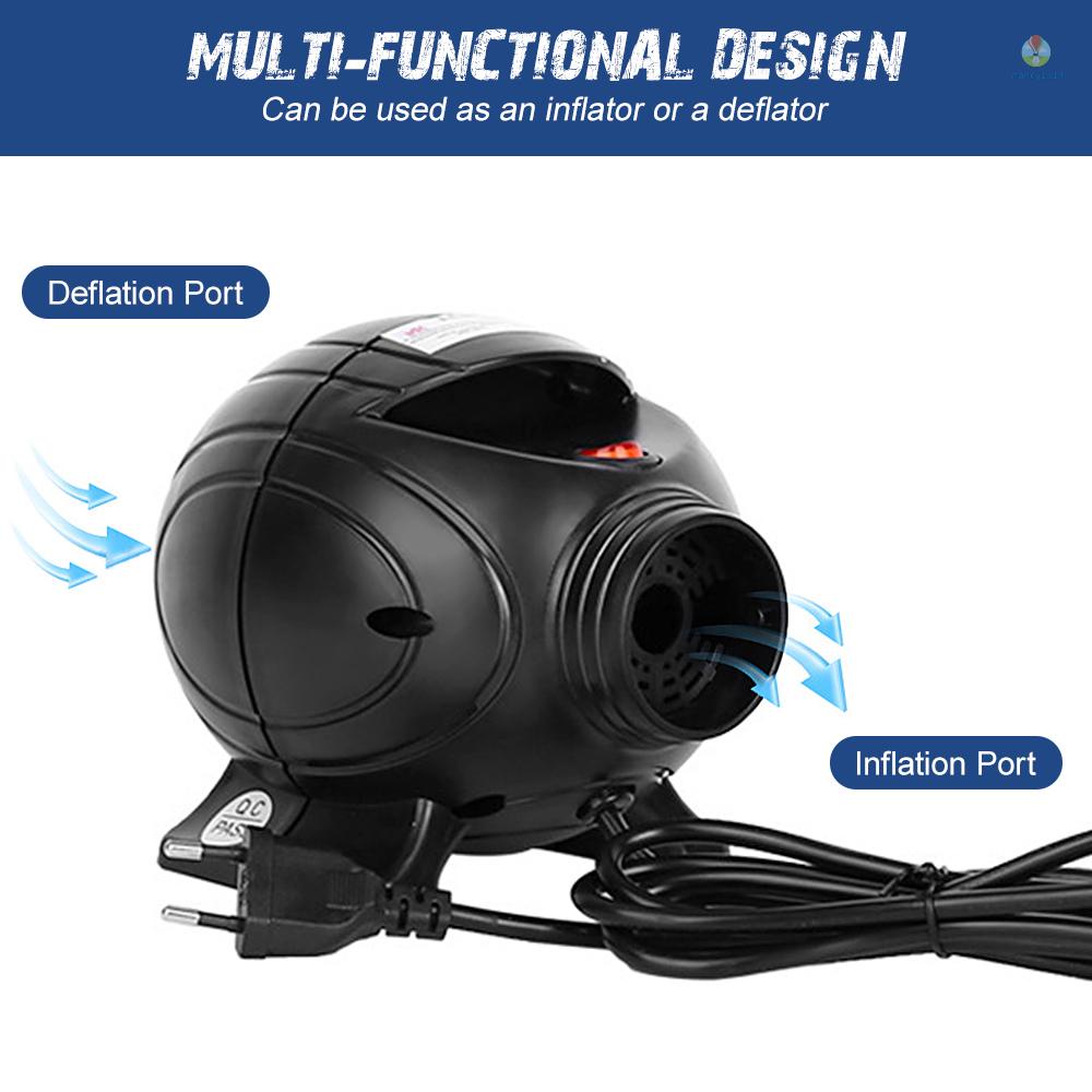 Máy bơm hơi điện 800W di động kèm 3 đầu bơm cho phao bơi/ giường bơm hơi đa năng tiện dụng