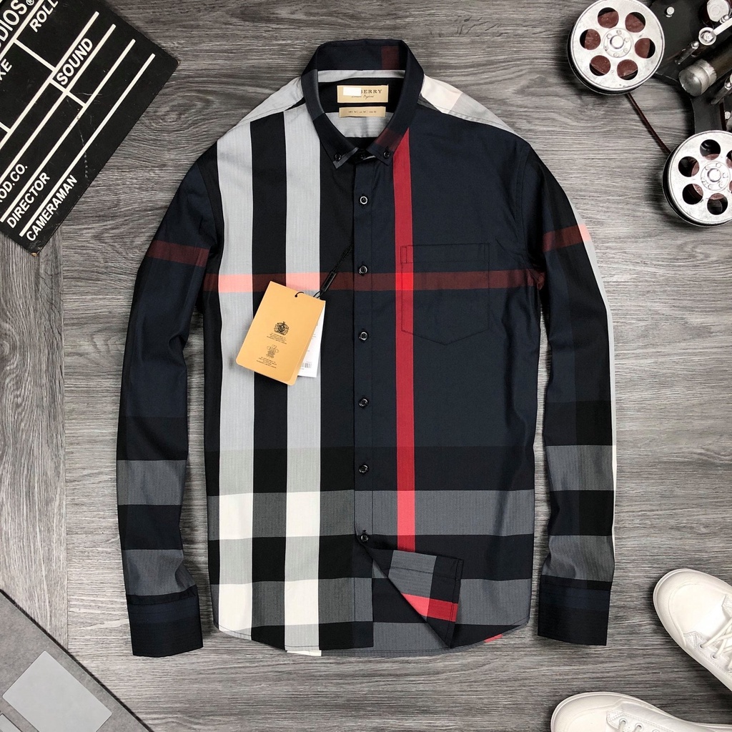 Áo sơ mi BATIR kẻ sọc BBR thời trang, áo sơ mi nam cao cấp phong cách nam tính 4 màu
