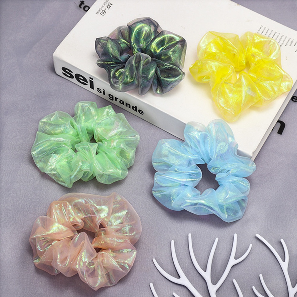 Dây Buộc Tóc Co Giãn Màu Trơn Lấp Lánh