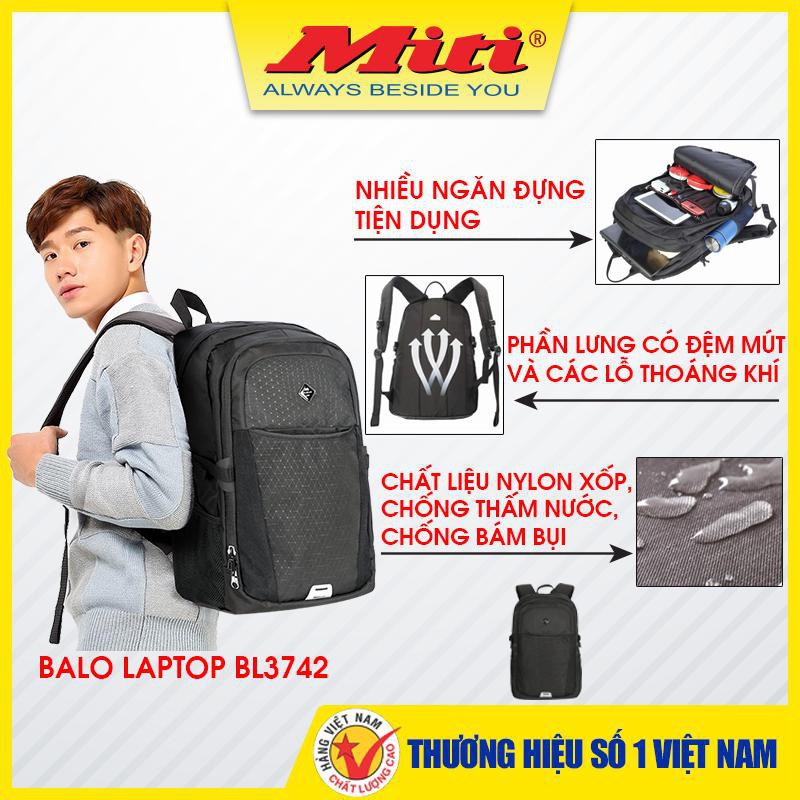 Balo Laptop 🍎FREE SHIP🍎 Balo Nhiều ngăn -Tiện dụng - Giá rẻ - Thương hiệu Việt Nam BL3742 [MiTi]