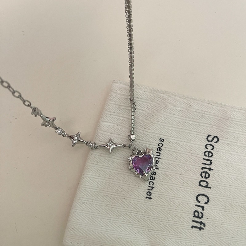 Vòng cổ Đính Đá zircon Màu Tím Siêu Nữ Tính Cao Cấp Sang Trọng Ngọt Ngào