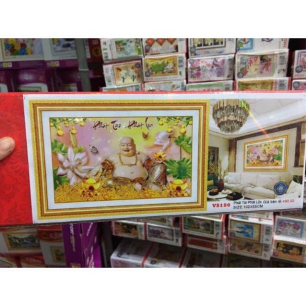 Tranh đính đá Phát Tài Phát Lộc VS180 (100x65) chưa đính