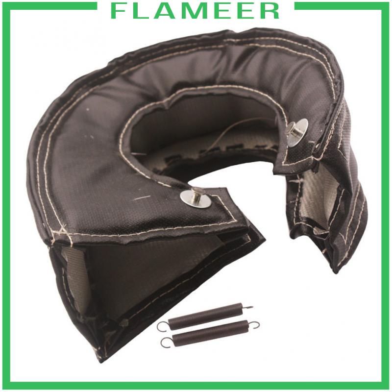 [FLAMEER] Fiber T6 Turbo Charger BLANKET heat shield cover BLACK  , w/ 2 Springs