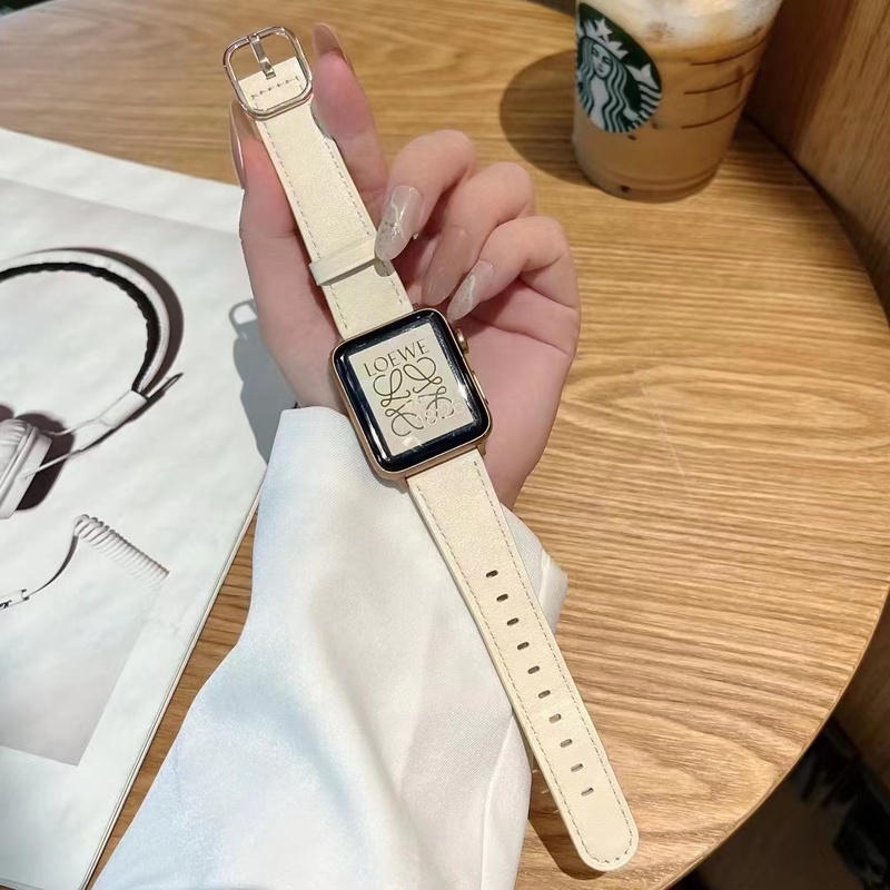 Dây Đeo Bằng Da Thật 44mm 45mm 41mm 40mm 42mm 38mm Cho iWatch series 7 6 5 4 3 2 1