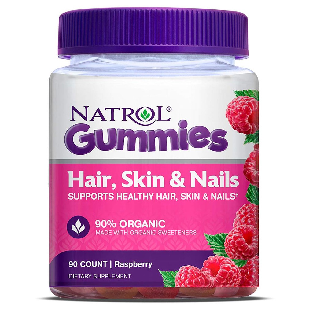 Kẹo dẻo đẹp da móng tóc Natrol Gummies Hair Skin Nails 90v