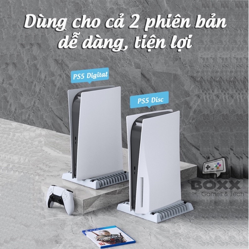 Đế Tản Nhiệt Đa Năng Sạc Tay Cầm &amp; Kệ Đựng Đĩa PS5 Dobe