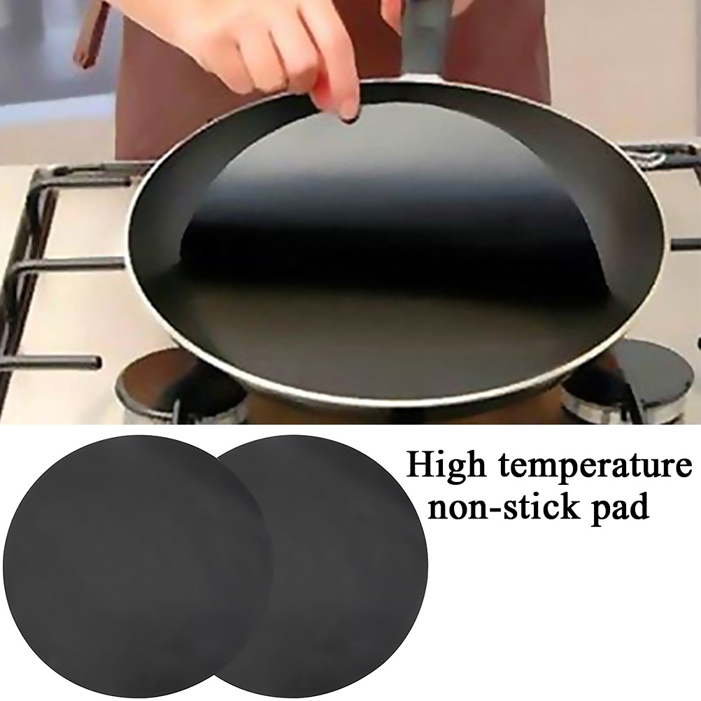2 Pack 24cm Round Non-Stick High Temperature Pan Frying Pan Liner Sheet Cooking Wok Sheet Pad for Kitchen BBQ burang