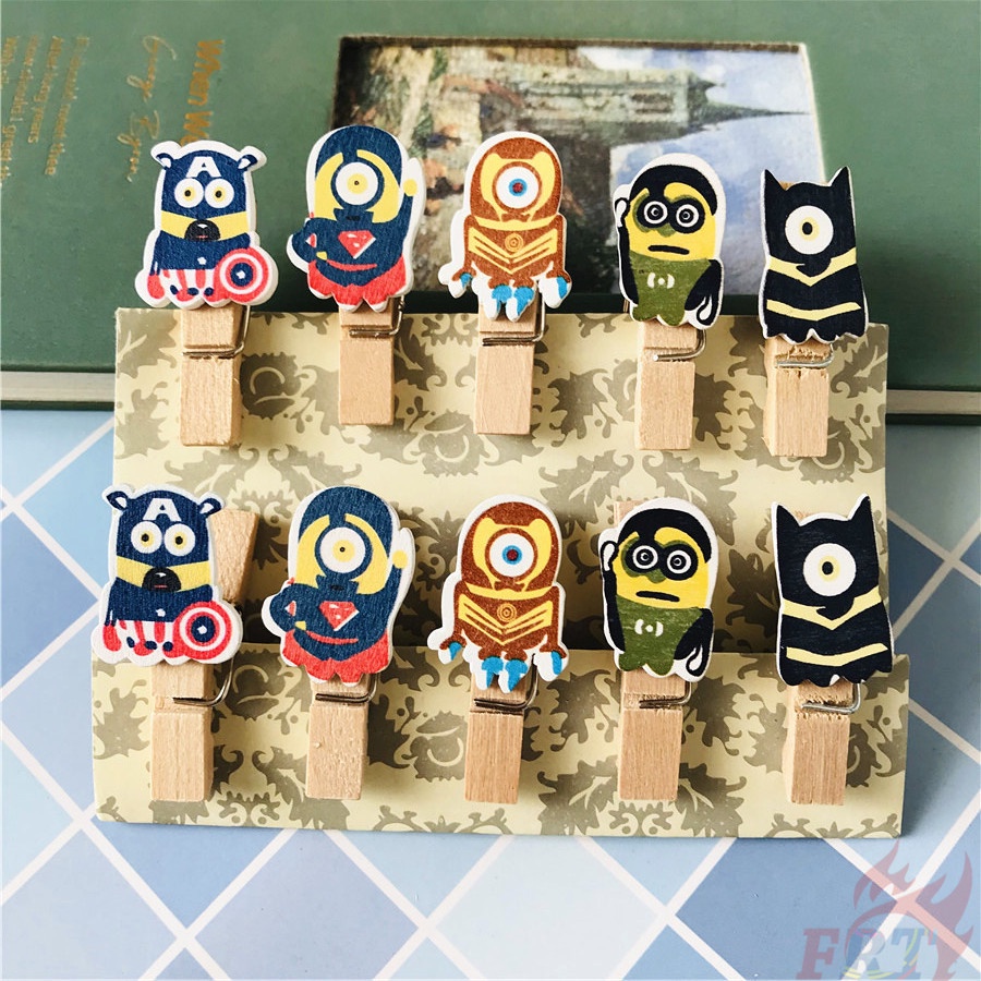 ✨ Văn Phòng Phẩm - Kẹp Gỗ Minions Hoạt Hình ✨ Set 10 Kẹp Gỗ Mini 3.5*0.7cm Dùng Để Kẹp Ảnh Trang Trí Thủ Công