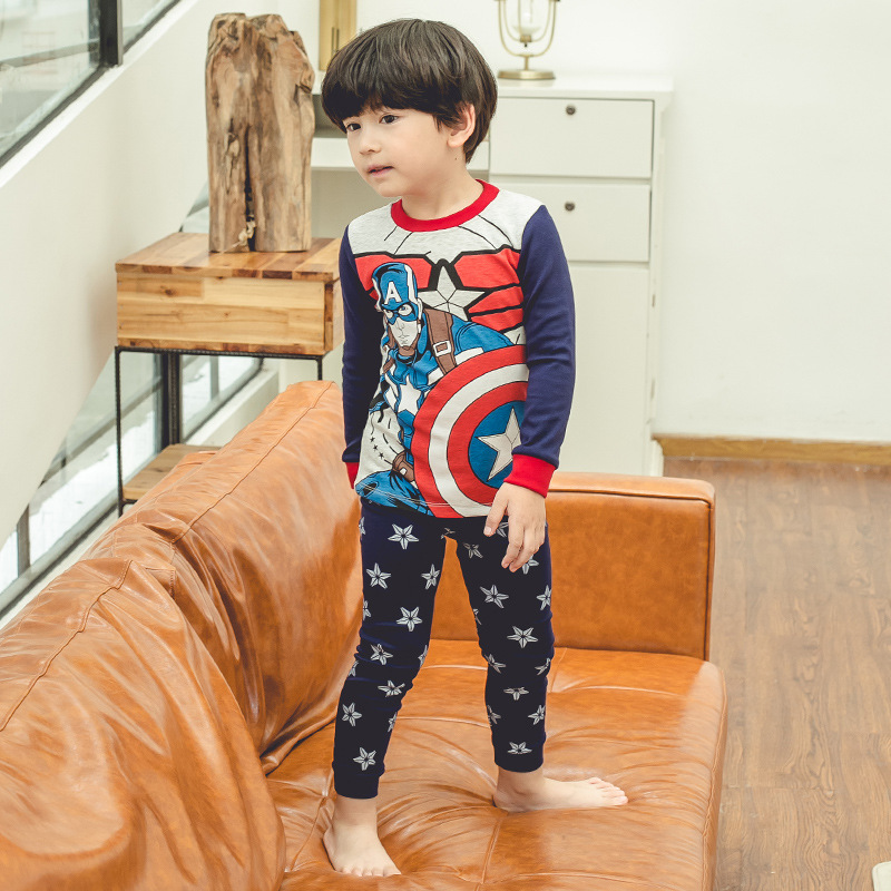 Kids Boys Superhero Design Pajamas Sleepwear Newborn Long Sleeve Top+Pants Leggings Warm Nightwear