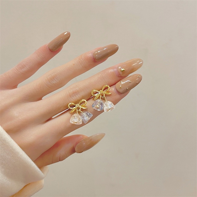 Bông tai vintage hình nơ đính đá pha lê phong cách tiểu thư dịu dàng, khuyên tai vintage BT13