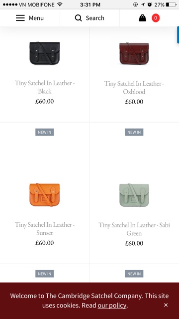 Túi da thật 100% Cambridge Satchel nổi tiếng nước Anh. Handmade in Britain