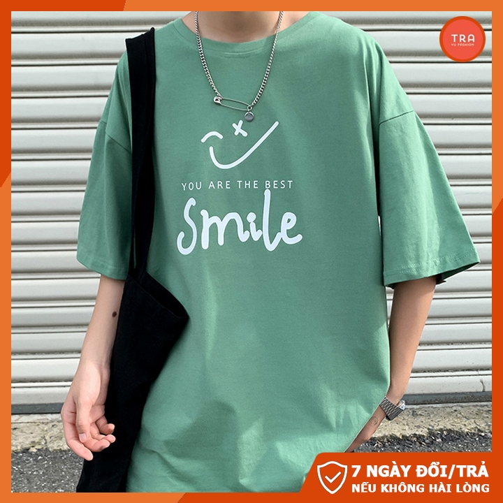 Áo thun tay lỡ nam unisex form rộng chất đẹp mát co dãn 4 chiều in Smile cá tính NTL135 | BigBuy360 - bigbuy360.vn