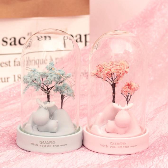 Đèn Trang Trí Lồng Cây Lá Xanh Và Hươu Đầu To Xinh Xắn