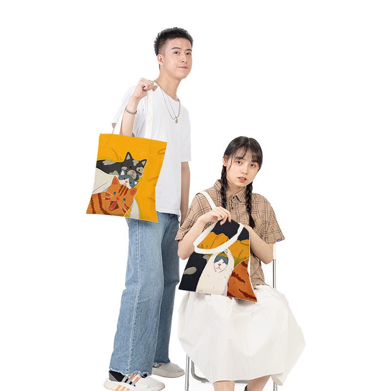 Túi tote canvas họa tiết mèo xinh xắn