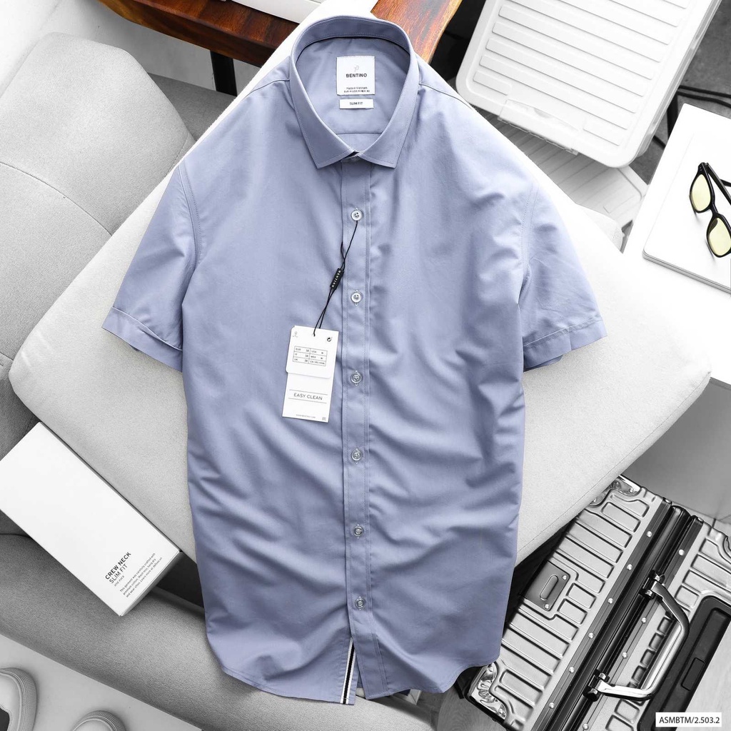 Áo sơ mi nam tay ngắn chất vải modal mịn mát, form slim fit 8427