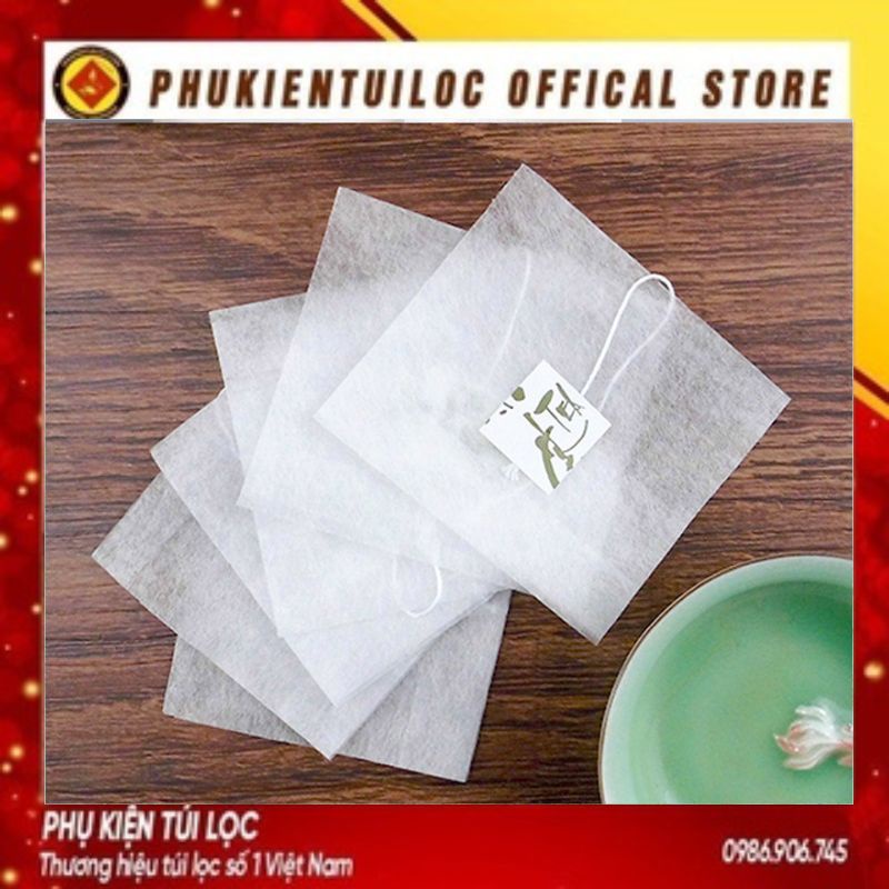 Combo 100 Túi lọc trà, thảo dược sợi ngô tam giác dây nhúng gấp miệng- Phukientuiloc- TLTG01