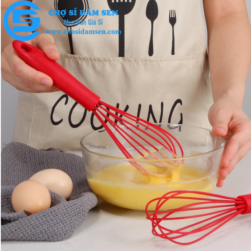 Cây phới lồng tròn đánh trứng, khuấy trộn bột, đánh bông kem bơ bằng silicon. Dụng cụ đánh trứng cầm tay