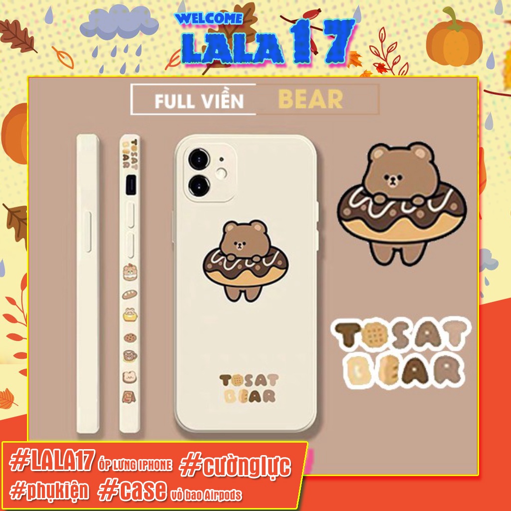 Ốp lưng iphone Tosat Bear cạnh vuông in hình viền ip/6/6plus/6s/6splus/7/7plus/8/8plus/x/xs/11/12/pro/max/plus/promax