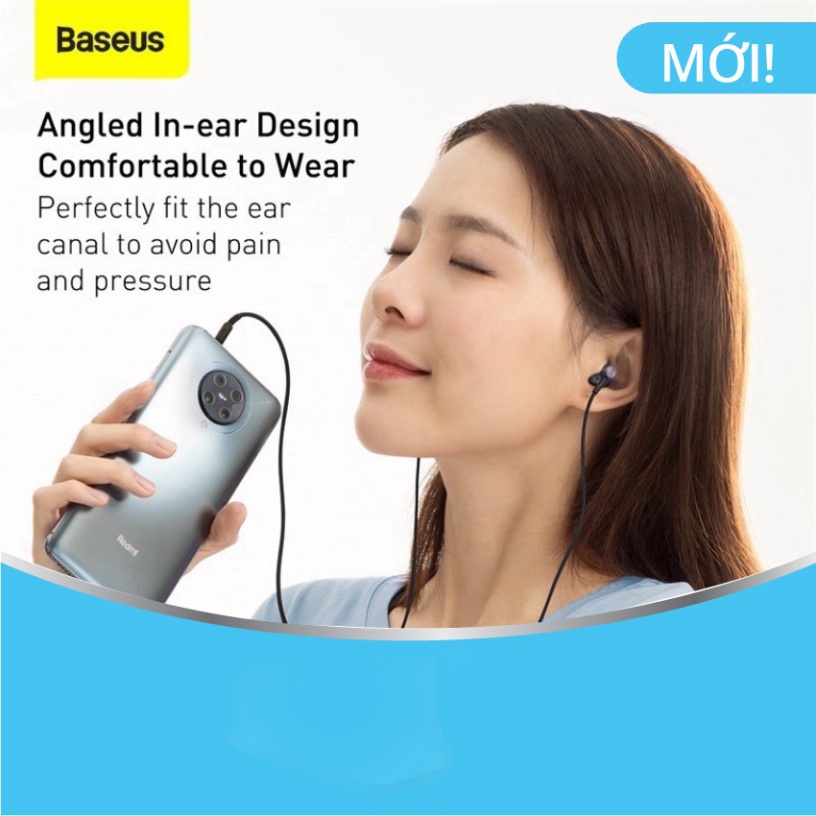 ✔HÀNG CHÍNH HÃNG✔Tai Nghe Nhét Tai Baseus H19 Âm Thanh Nổi 6D Và Mic Cho Điện Thoại Xiaomi samsung Có Dây 3.5mm-Bảo hành