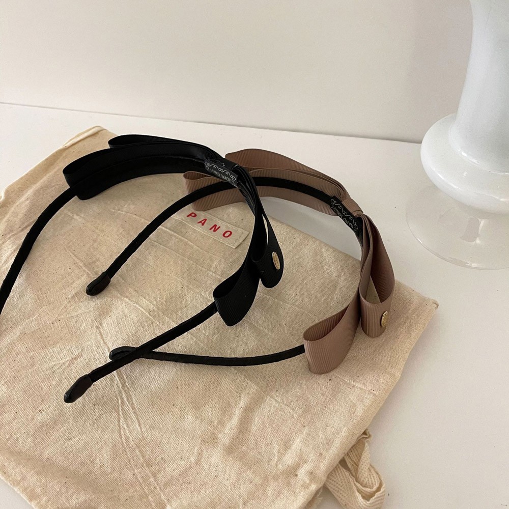 Cài tóc đính nơ màu trơn phong cách vintage thanh lịch cho nữ