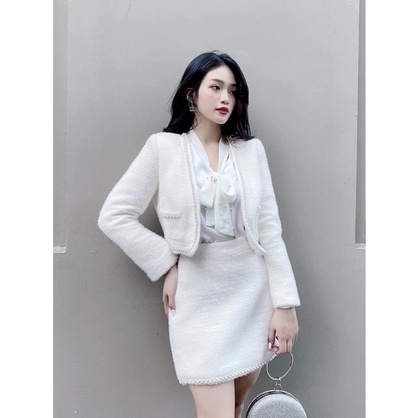 Thanh lý set dạ trắng cao cấp Kymie Design sz S new tag