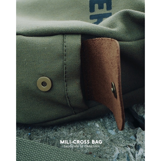 Túi đeo chéo Mili-Cross Bag - Màu xanh lính - thương hiệu Olderister - Tiệm Cũ Kĩ