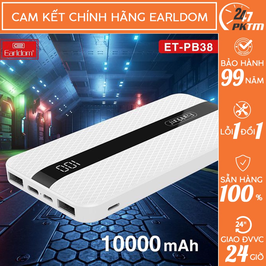 CHÍNH HÃNG EARLDOM Sạc Dự Phòng Earldom 10.000mAh ET-PB38 | Phụ Kiện Thông Minh 247 VN