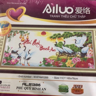 Tranh thêu bát hạc - phú quý bình an