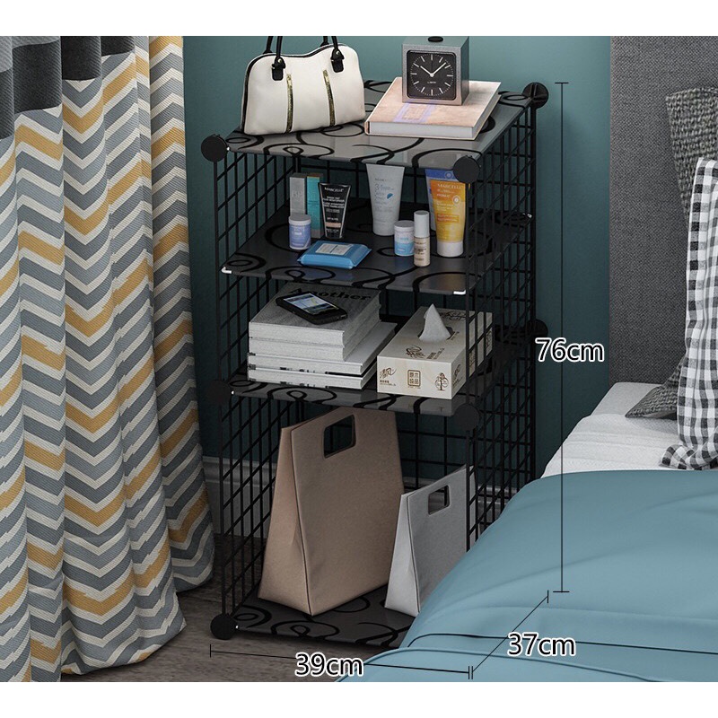 [ TẶNG CHỐT] Tủ đầu giường - Kệ Tủ Nhiều Tầng Nhựa Kết Hợp Lưới Tiện ích Gọn Siêu Đẹp