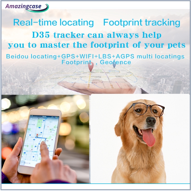 D35 Pet GPS GSM Tracker Dog Cat Real-time Tracking Collar Security Finder Locator