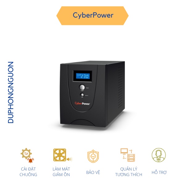 💥Bộ Lưu Điện CyberPower VALUE1200ELCD 1200VA/720W quản lý bằng phần mềm, chức năng AVR, công nghệ GreenPower UPS