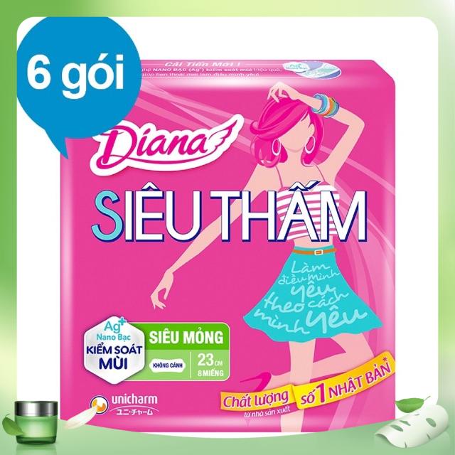 Lốc 6 Gói BVS Diana siêu mỏng không cánh