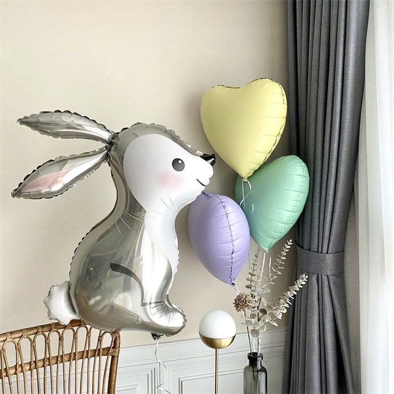 Bong bóng hình nhôm hình thỏ ngọc trang trí tiệc, trang trí sinh nhật