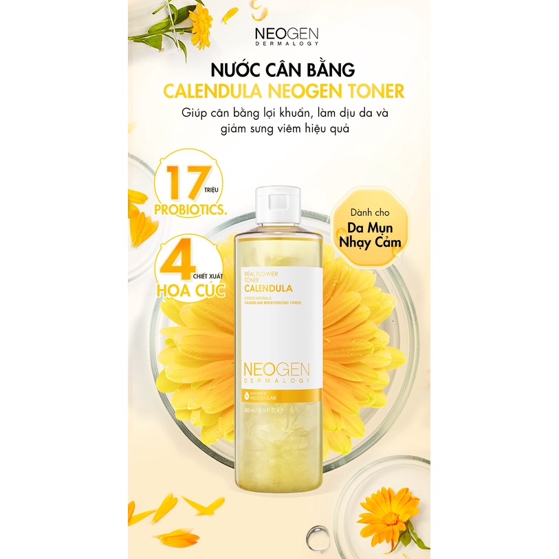 [Có sẵn] Nước Hoa Hồng Neogen  Real Flower Calendula Làm Dịu Da, Siêu Cấp Ẩm Cho Da Mụn  300ml