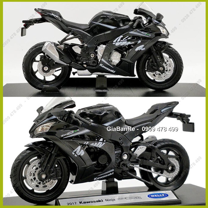 Xe Mô Hình Moto Kawasaki ZX-10R - Welly - Tỉ Lệ 1:18 - Đen - 8845