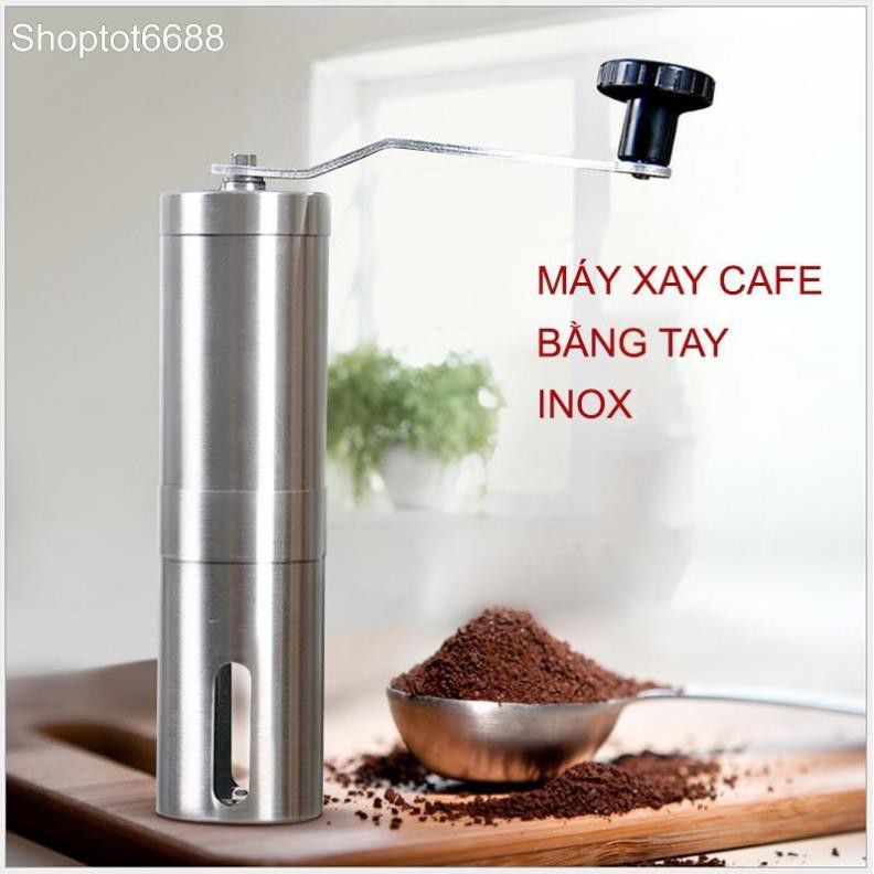 MÁY XAY CÀ PHÊ BẰNG TAY LÀM BẰNG THÉP INOX KHÔNG GỈ (Kho hàng Hà Nội)