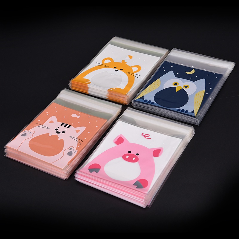 Set 100 túi nhựa đựng bánh kẹo dễ thương