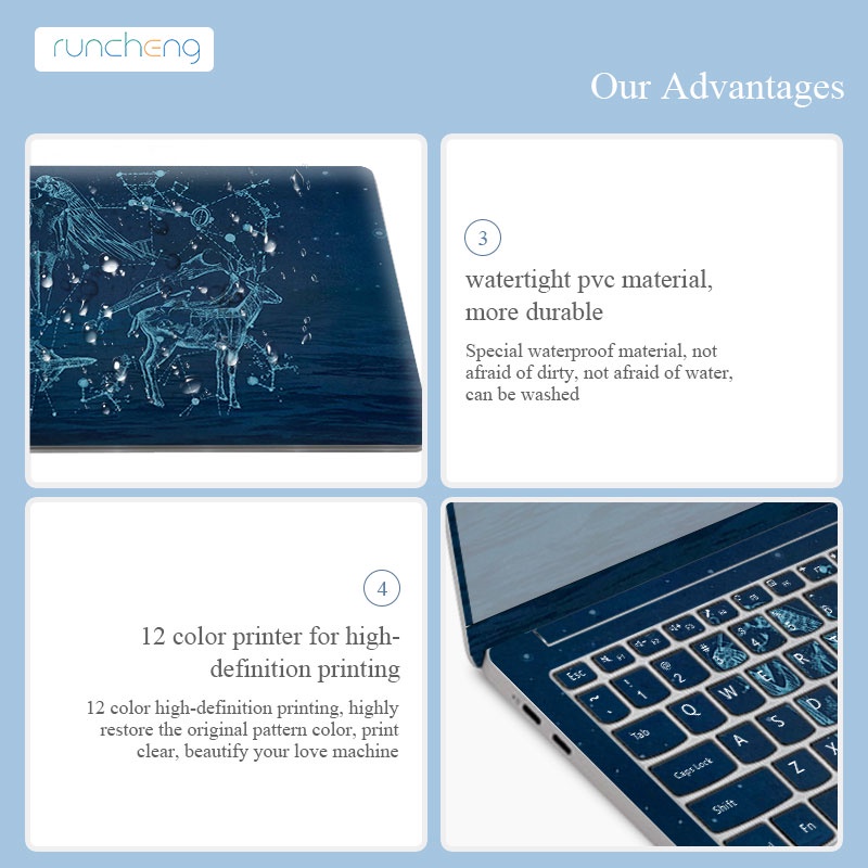 Nhãn dán nhiều họa tiết dễ thương trang trí cho máy tính xách tay Acer Asus Dell Lenovo 12/ 13/ 14/ 15/ 17 Inch