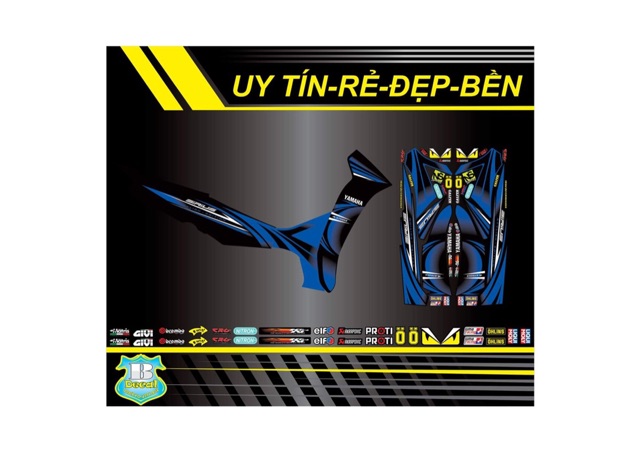 Tem rời Sirius mẫu zin dán xe đen tặng kèm logo