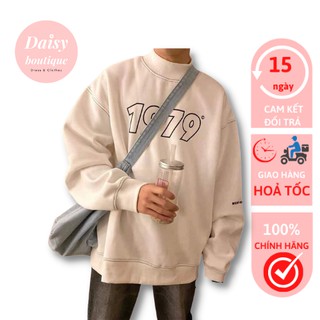 Áo Nỉ Sweater In Chữ 1979 Nỉ Ngoại Mềm Mịn Trắng Đen Form Rộng Dễ Phối Đồ Daisy Boutique SP000487