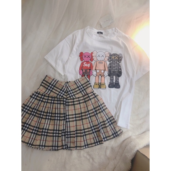 [HÀNG CHUẨN] Set váy brr dập li mix phông 3robot