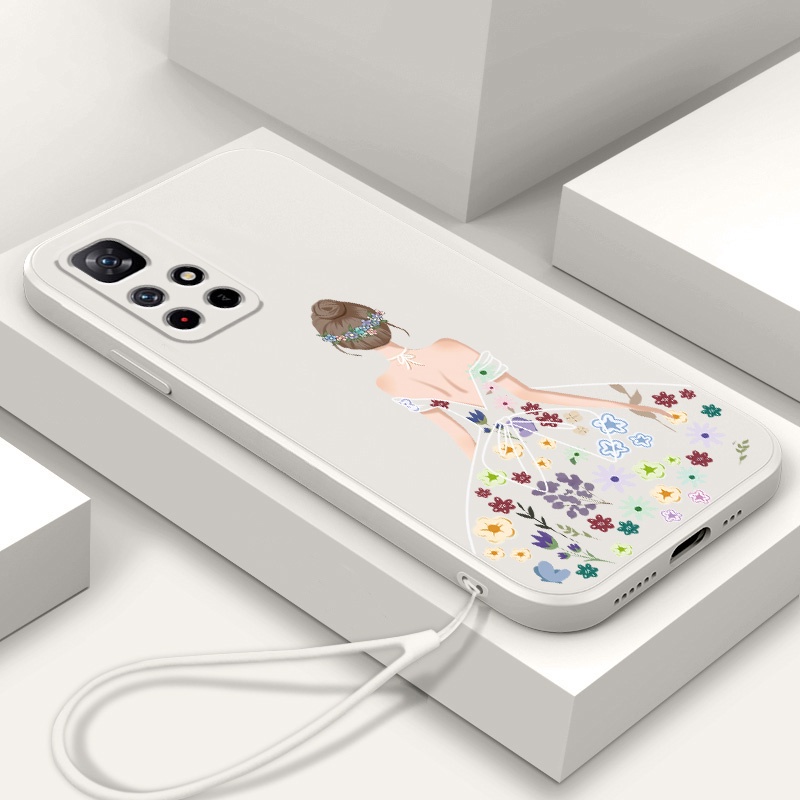 Ốp Điện Thoại TPU Silicon Mềm Họa Tiết Hoa Xinh Xắn Có Dây Đeo Cho Redmi 10 Redmi 9 Redmi 8 Redmi 7
