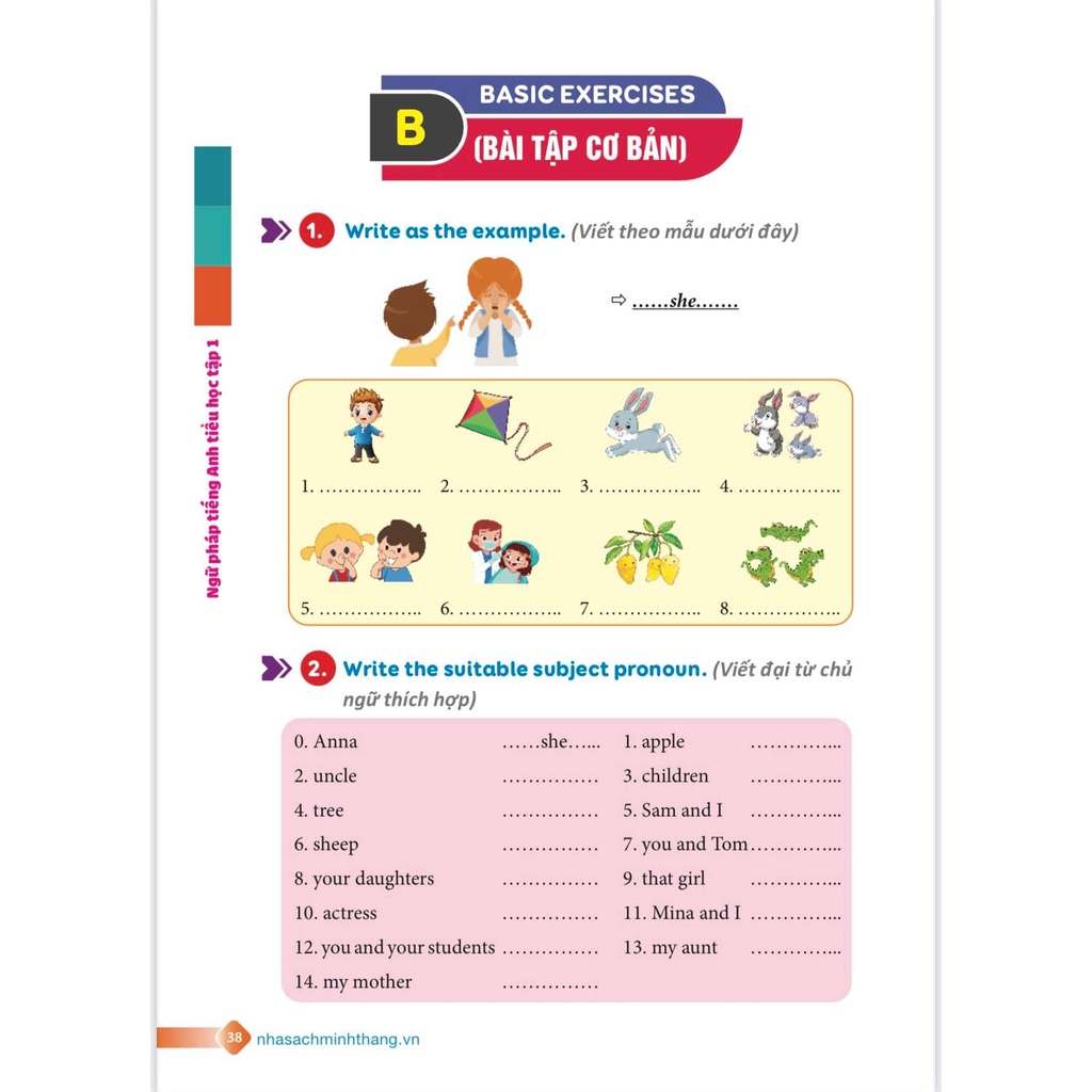 Sách - English grammar for kids - Ngữ pháp tiếng anh tiểu học tập 1(có đáp án) Tặng Kèm Bookmark