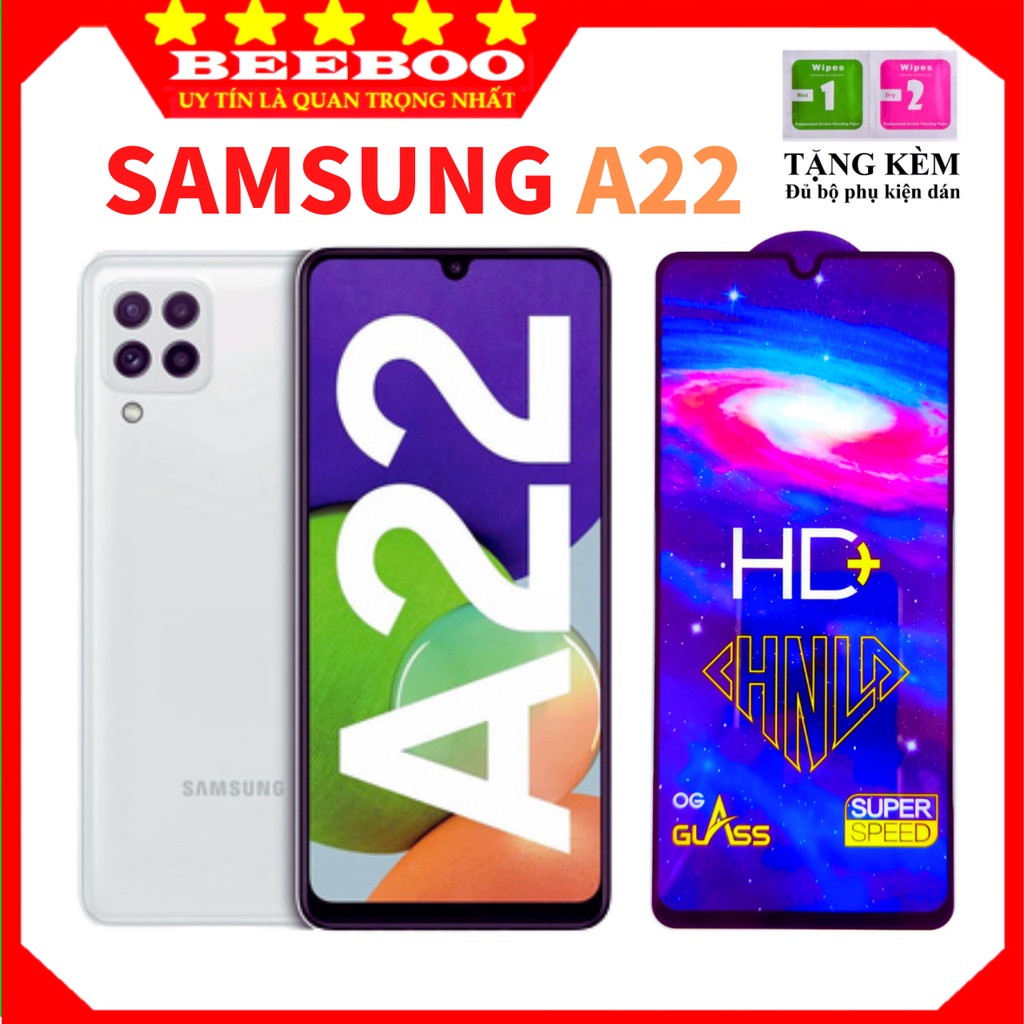 Kính Cường Lực SamSung A22 4g/ 5g - Phủ Nano Cao Cấp - Full màn hình và trong suốt - Độ cứng 9H - Độ sáng HD+