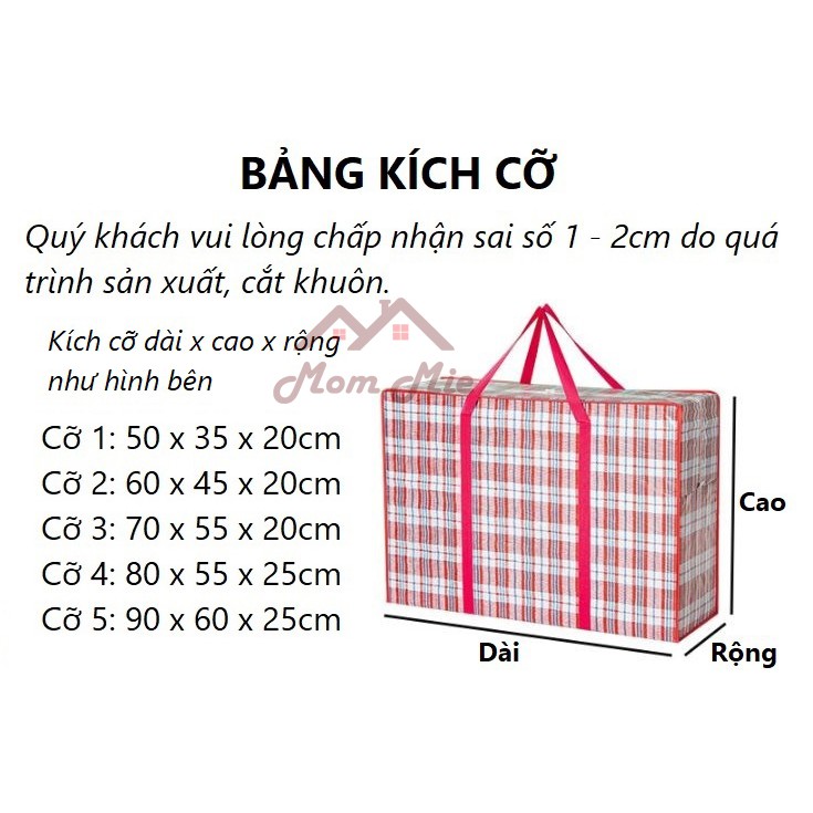 [Đủ size] Túi bạt, túi dứa có dây kéo đựng đồ, chăn mền, vật dụng chống thấm