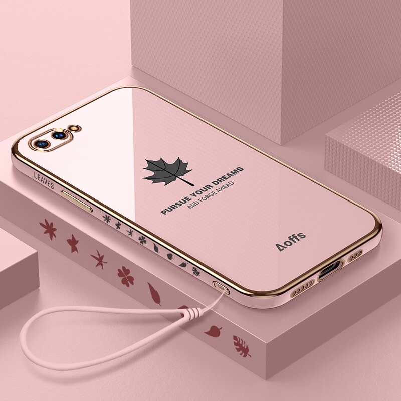 Ốp lưng OPPO A3S A12E case Vỏ điện thoại lá phong mạ điện sang trọng chất lượng cao